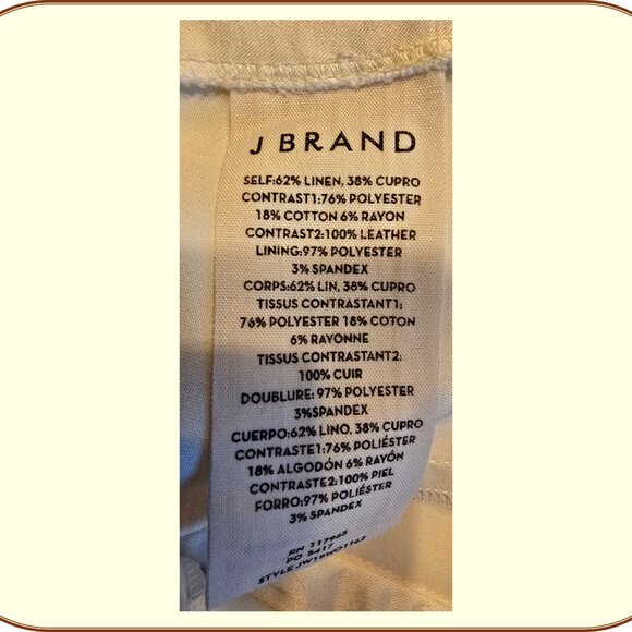 J Brand Ivory Polyester/Linen Designer Pants - Picture 3 of 4